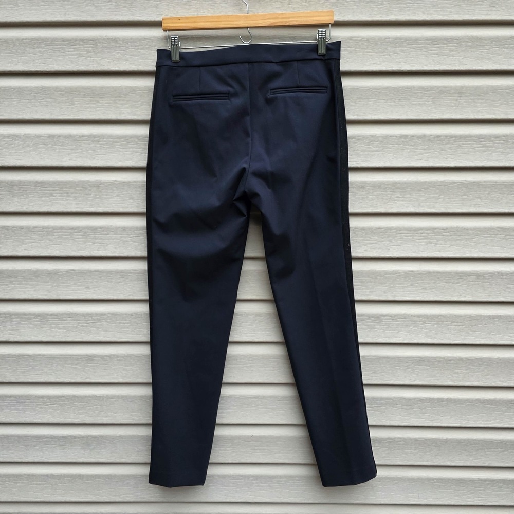 Rebecca Taylor Ava Techy Pants Sz 10 Navy Tuxedo Stripe Zippers Slim Straight - Picture 3 of 8